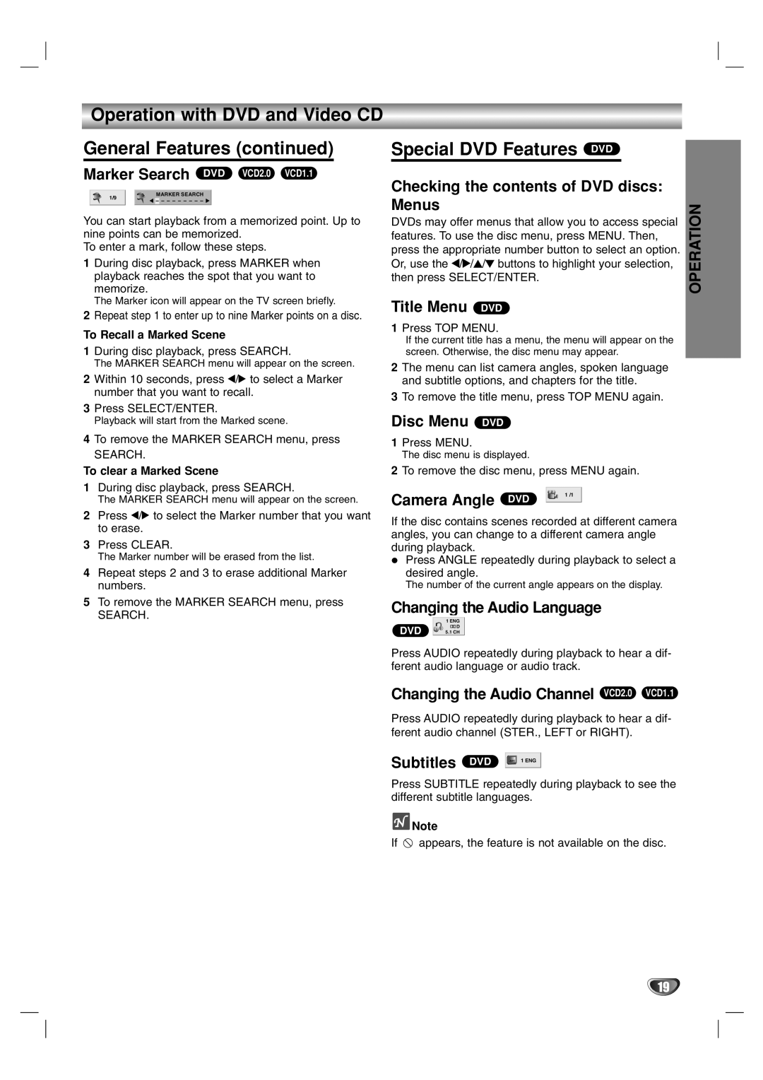 Marantz VC4400 manual Special DVD Features DVD 