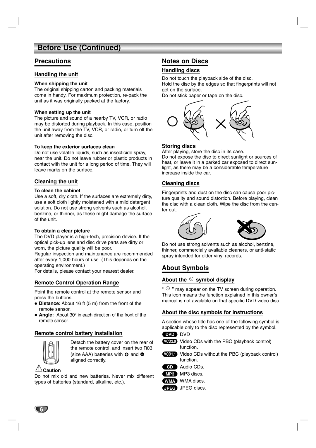 Marantz VC4400 manual Precautions, About Symbols 