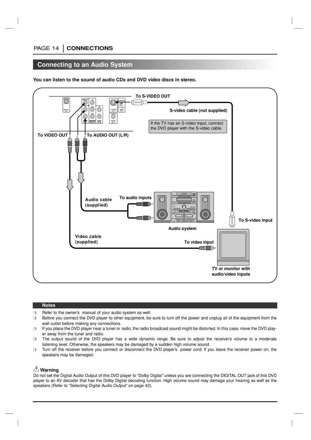 Marantz VC5200 manual Connecting to an Audio System 