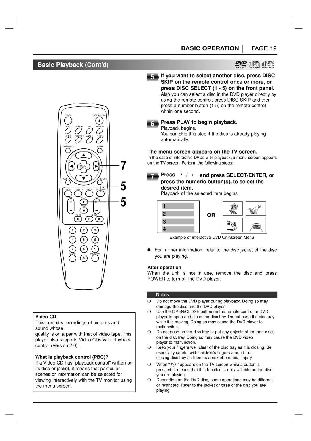 Marantz VC5200 manual Basic Playback Cont’d 