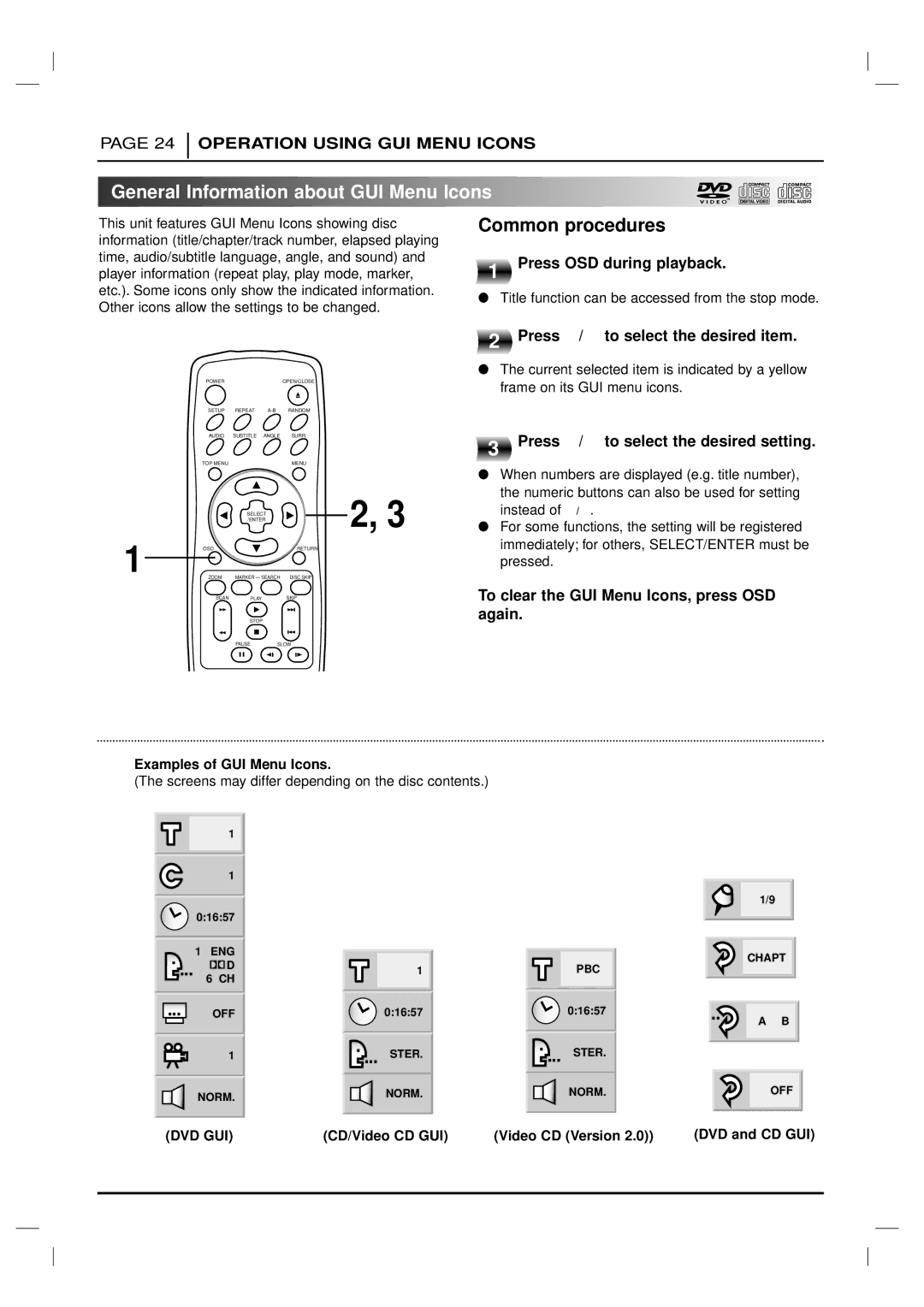 Marantz VC5200 manual General Information about GUI Menu Icons, Common procedures 