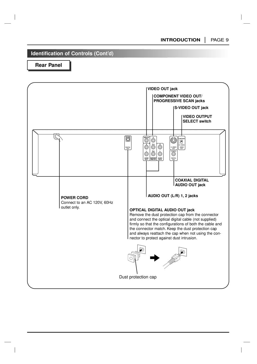 Marantz VC5200 manual Identification of Controls Cont’d, Rear Panel 