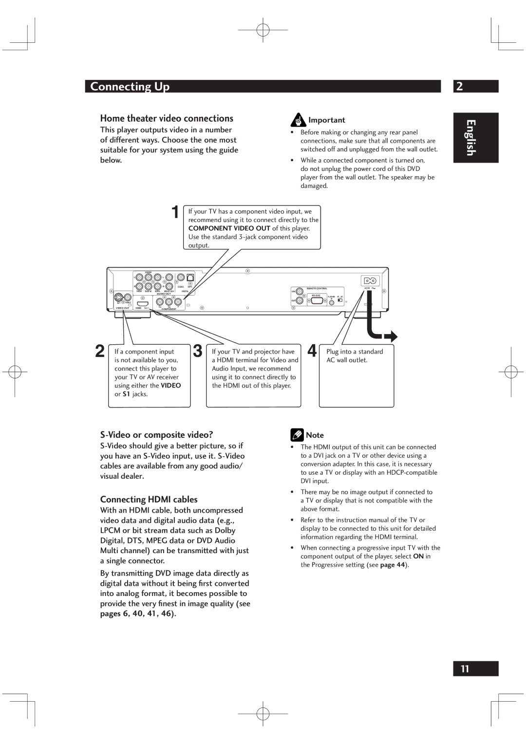 Marantz VC6001 manual Home theater video connections, Video or composite video?, Connecting Hdmi cables 