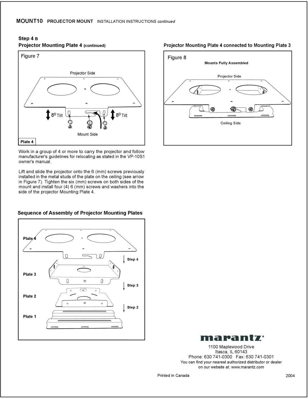 Marantz VP-10S1 Sequence of Assembly of Projector Mounting Plates, Projector Mounting Plate 4 connected to Mounting Plate 