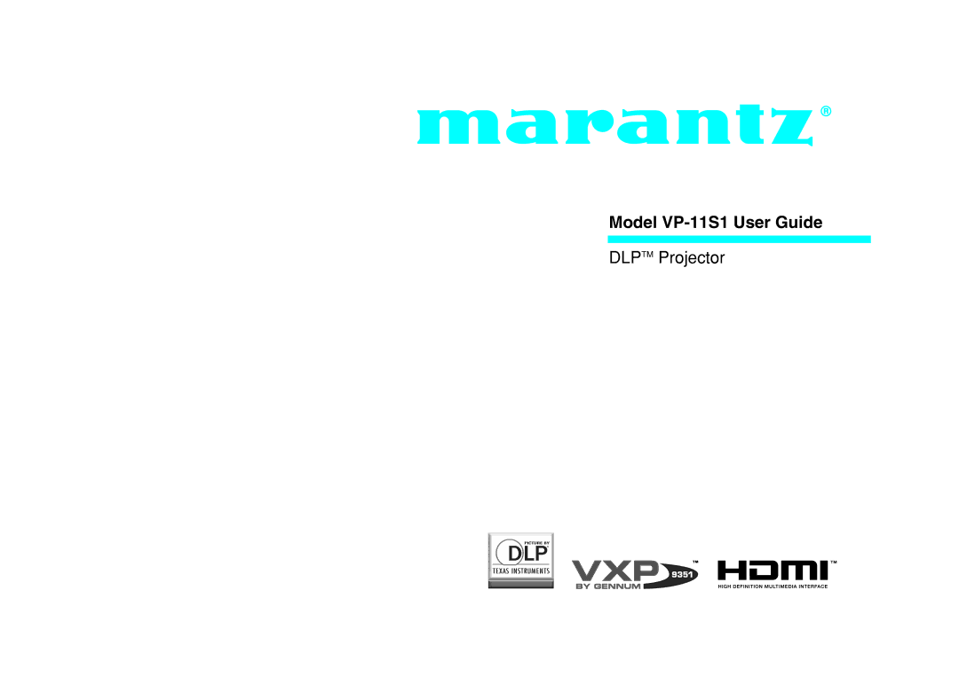 Marantz manual Model VP-11S1 User Guide 