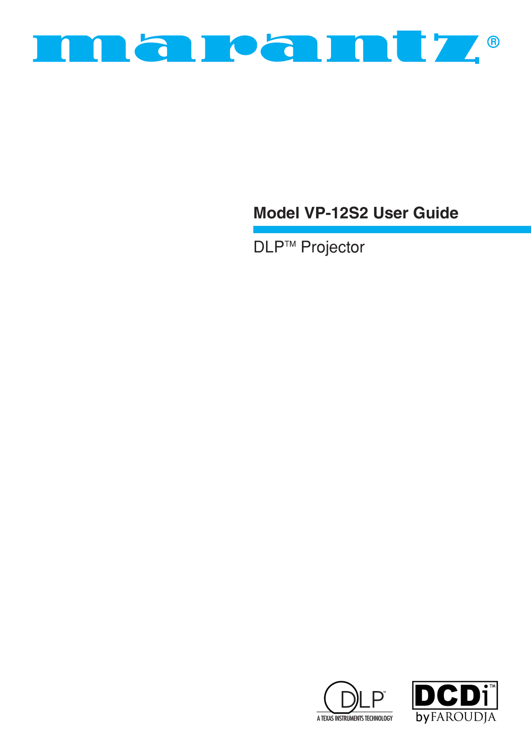 Marantz manual Model VP-12S2 User Guide 