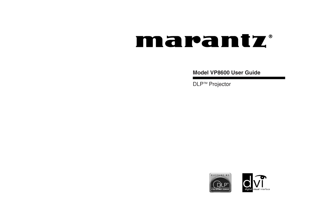 Marantz manual Model VP8600 User Guide 