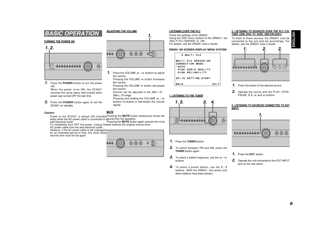 Marantz ZC4001 manual Basic Operation 