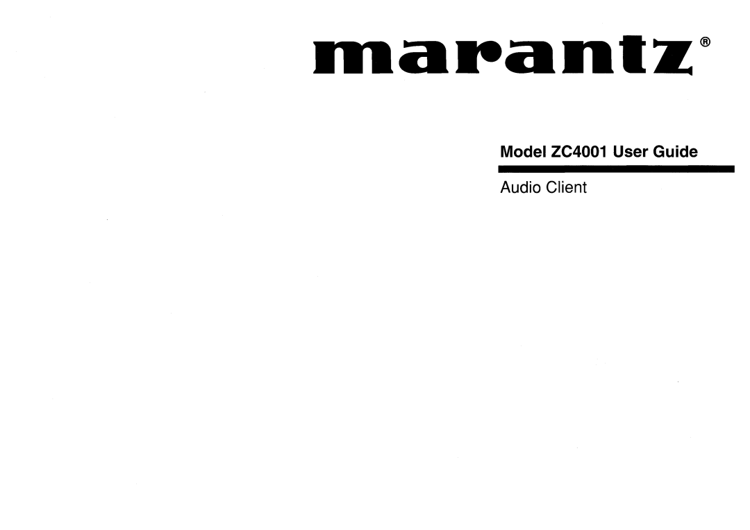 Marantz ZR6001 manual 