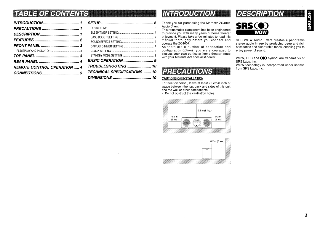 Marantz ZR6001 manual 