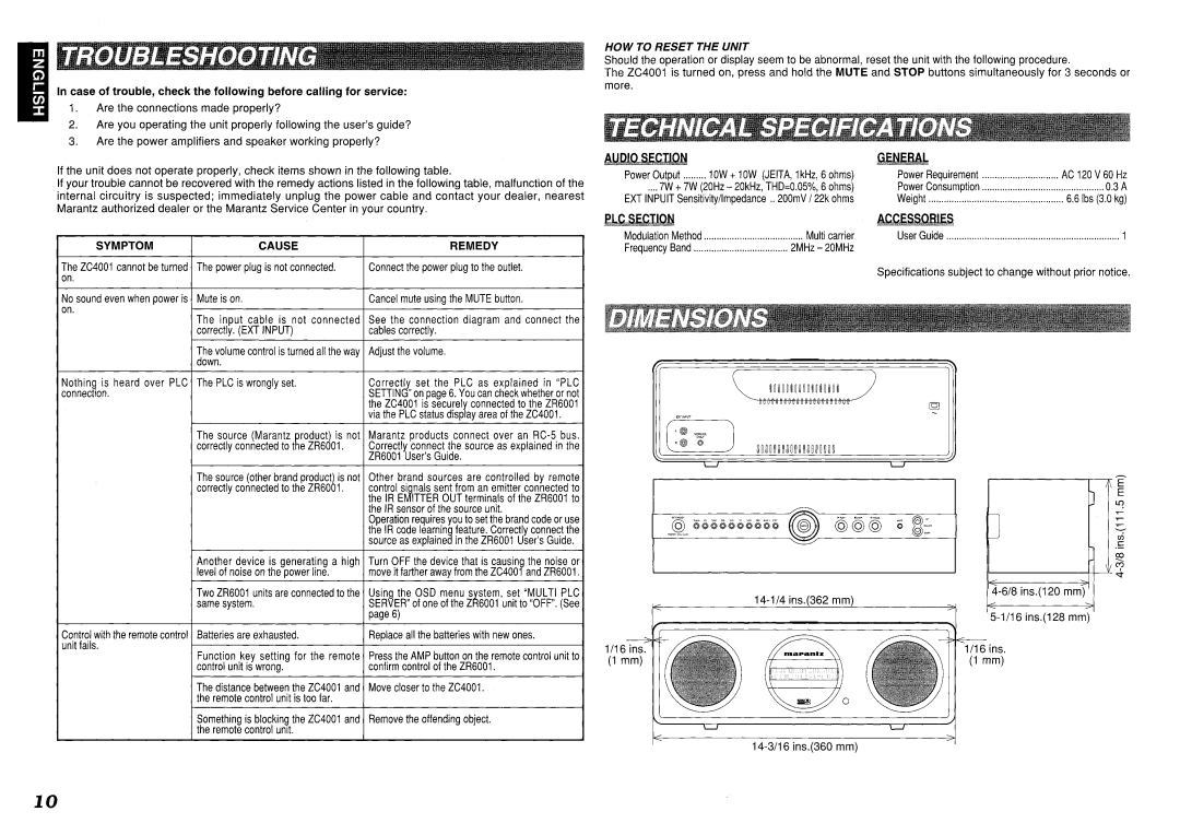 Marantz ZR6001 manual 