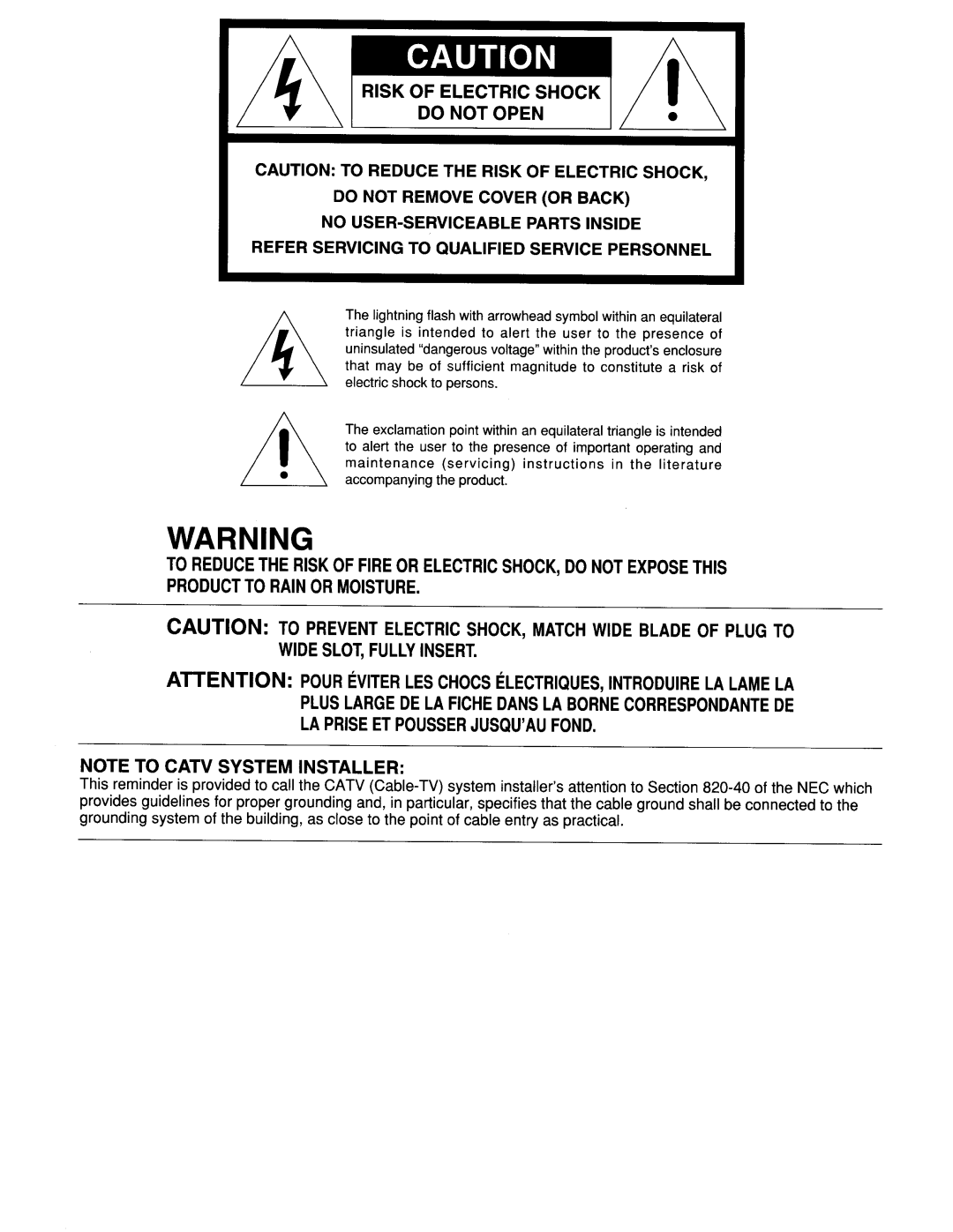 Marantz ZS5300 manual Risk of Electric Shock 