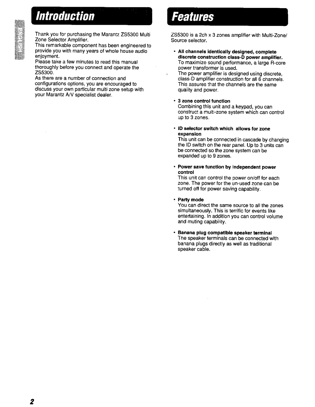 Marantz ZS5300 manual Introduction 