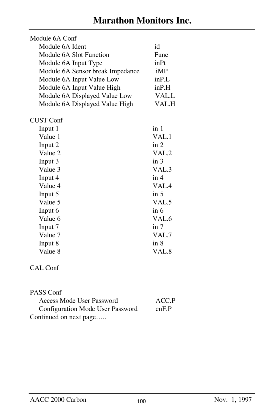 Marathon Computer AACC 2000 manual VAL.1 