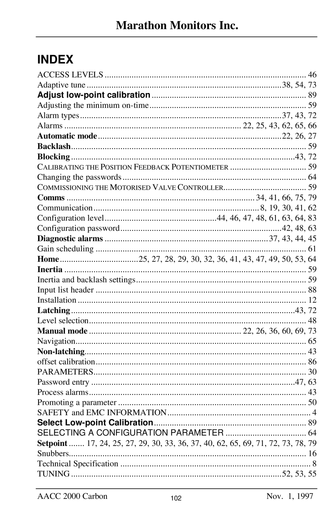 Marathon Computer AACC 2000 manual Index 