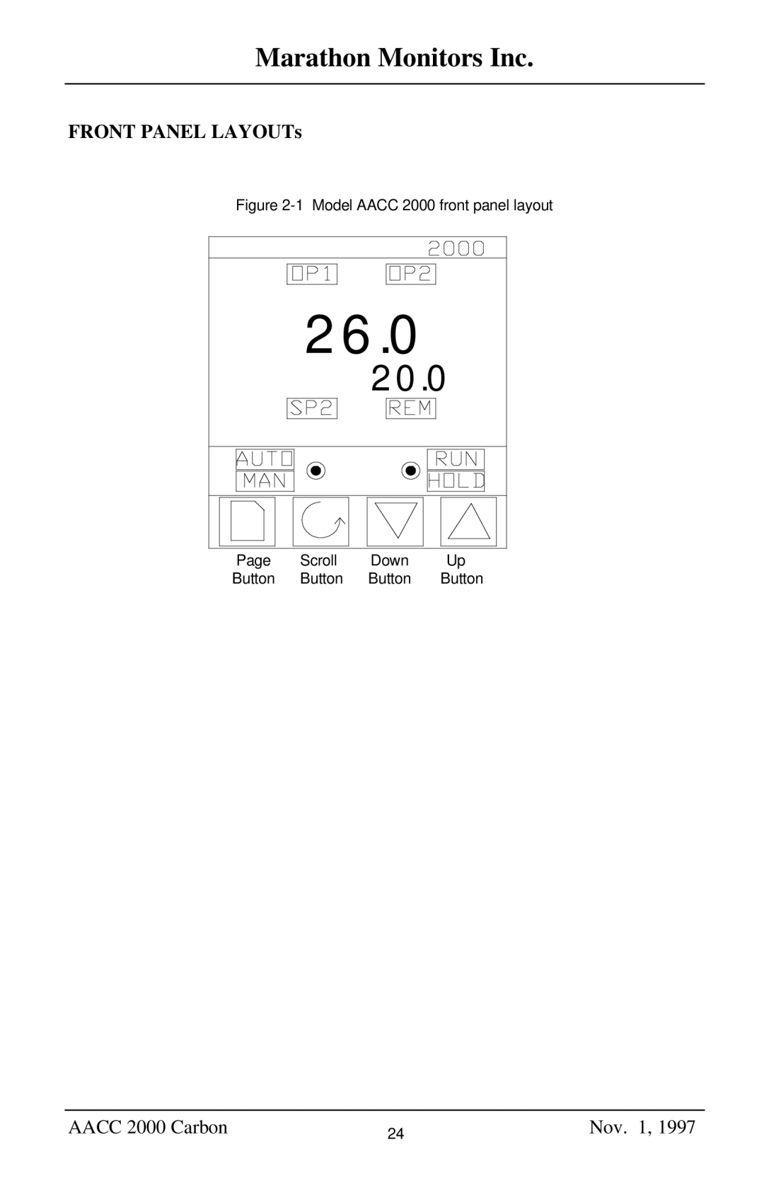 Marathon Computer AACC 2000 manual 26.0, Front Panel LAYOUTs 