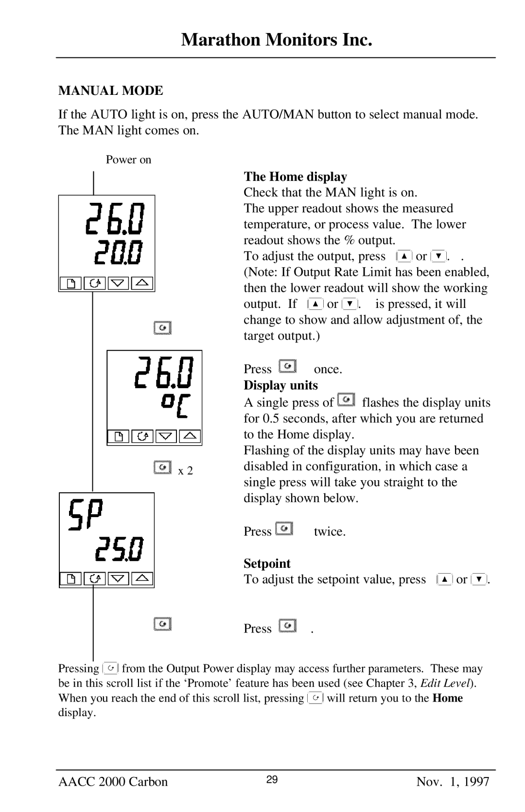 Marathon Computer AACC 2000 manual Manual Mode, Setpoint 