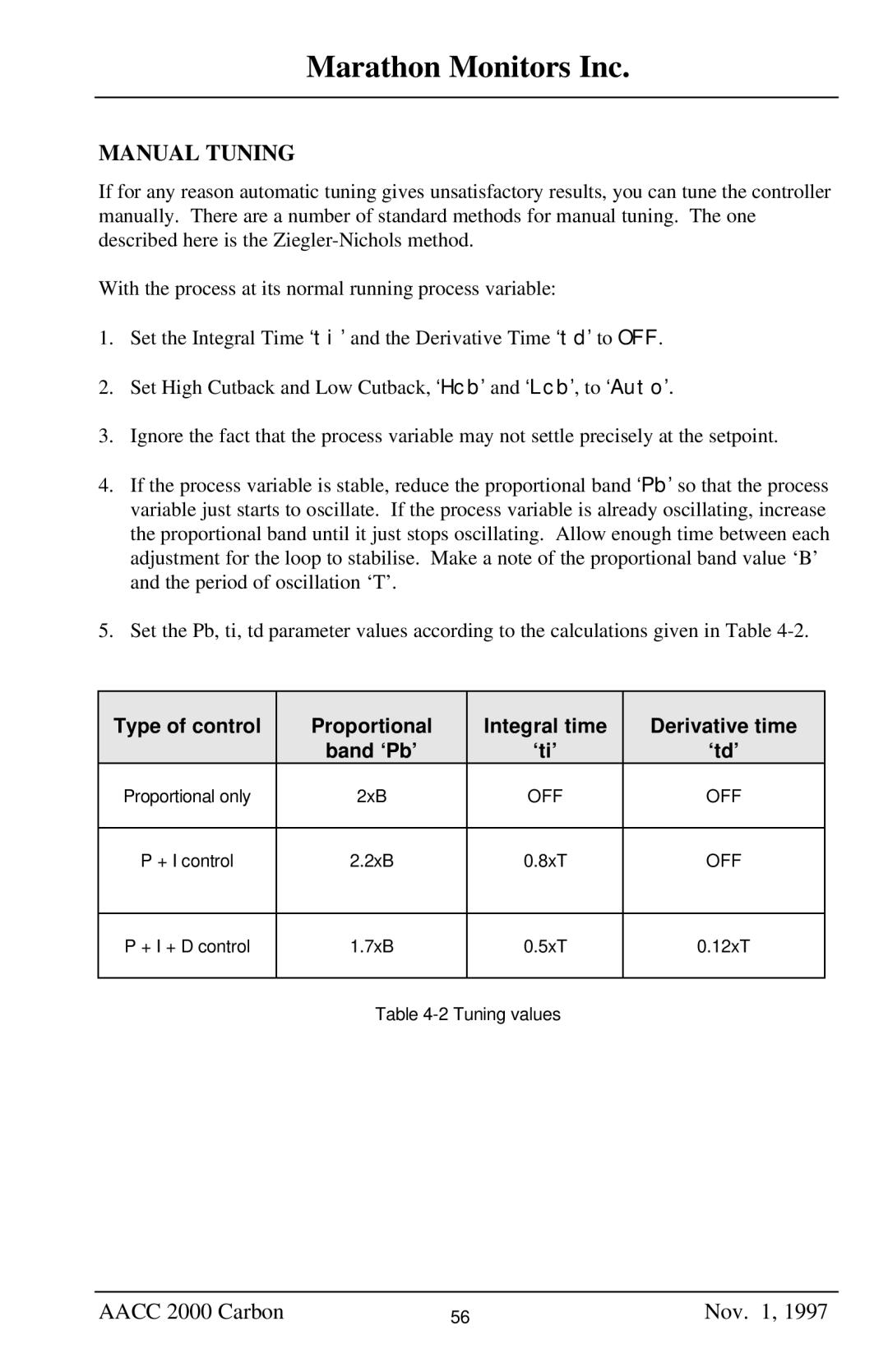 Marathon Computer AACC 2000 manual Manual Tuning 