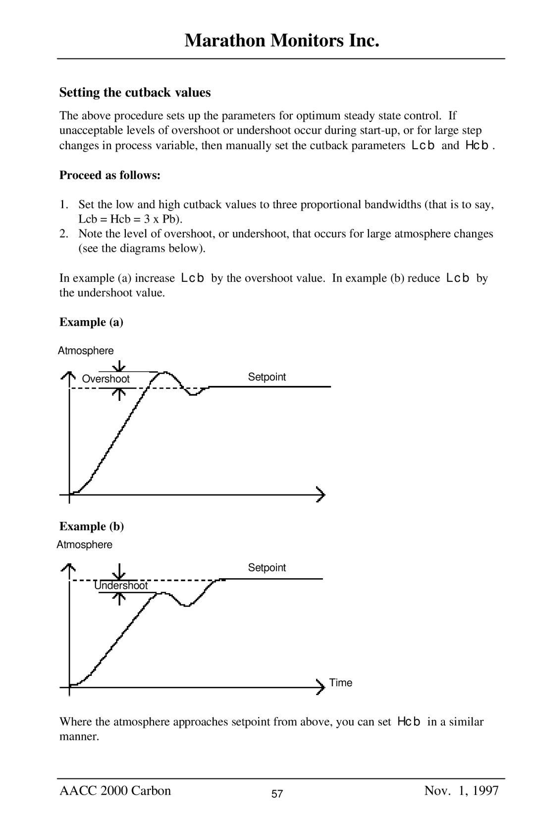 Marathon Computer AACC 2000 manual Setting the cutback values, Proceed as follows 