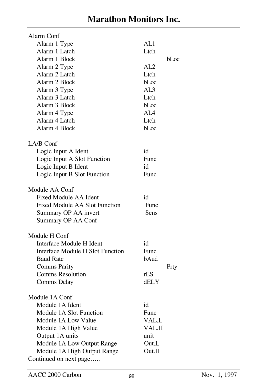 Marathon Computer AACC 2000 manual AL1 