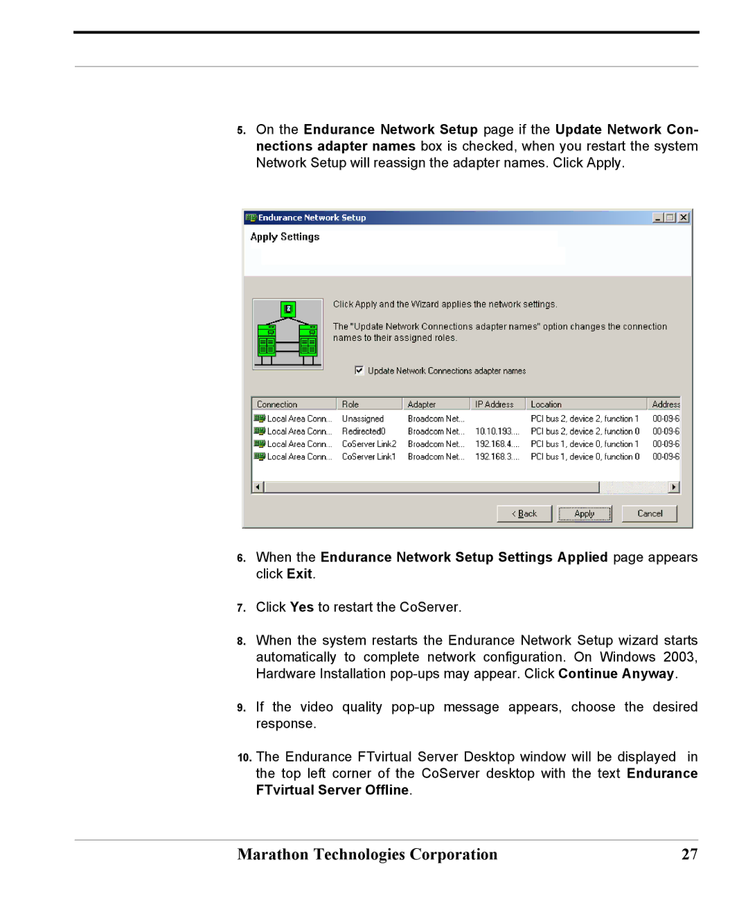 Marathon Computer FTvirtual Server, IBM BladeCenter manual Marathon Technologies Corporation 