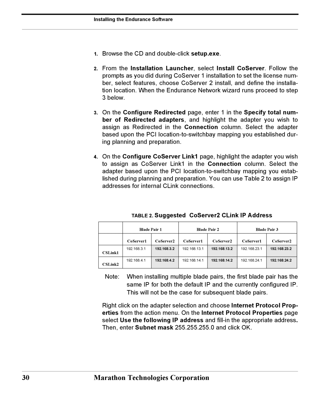 Marathon Computer IBM BladeCenter, FTvirtual Server manual Suggested CoServer2 CLink IP Address 