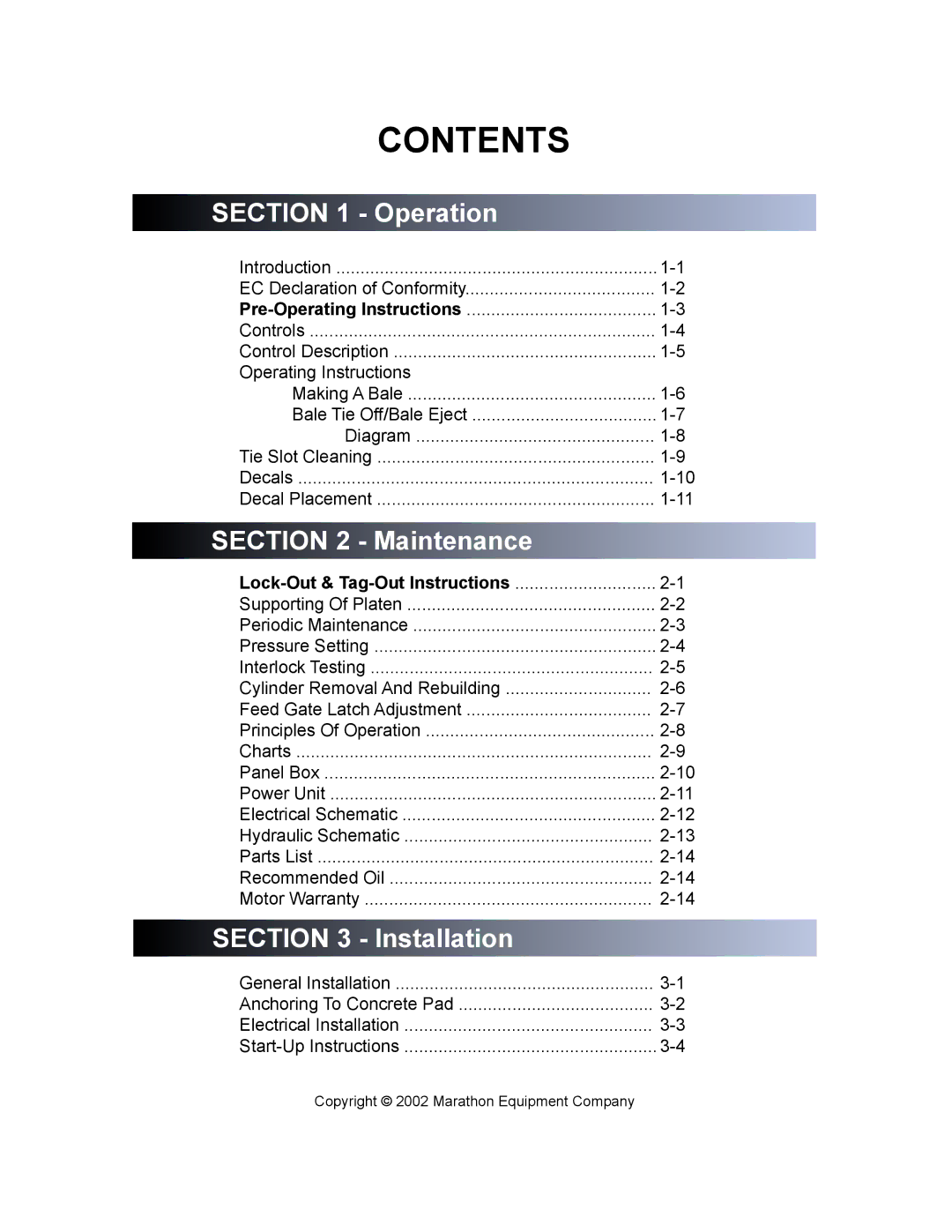 Marathon Computer V-4224 installation manual Contents 