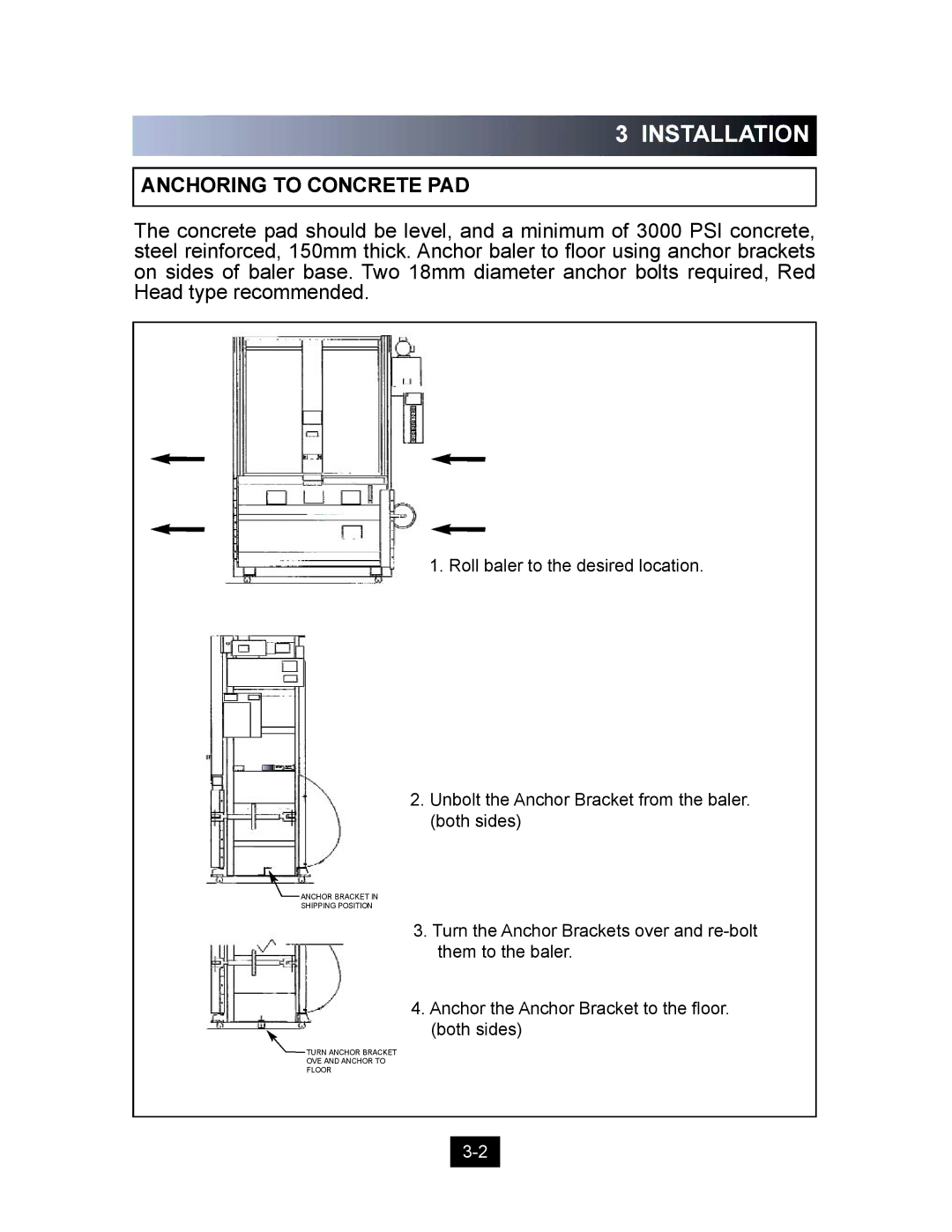 Marathon Computer V-4224 installation manual Anchoring to Concrete PAD 