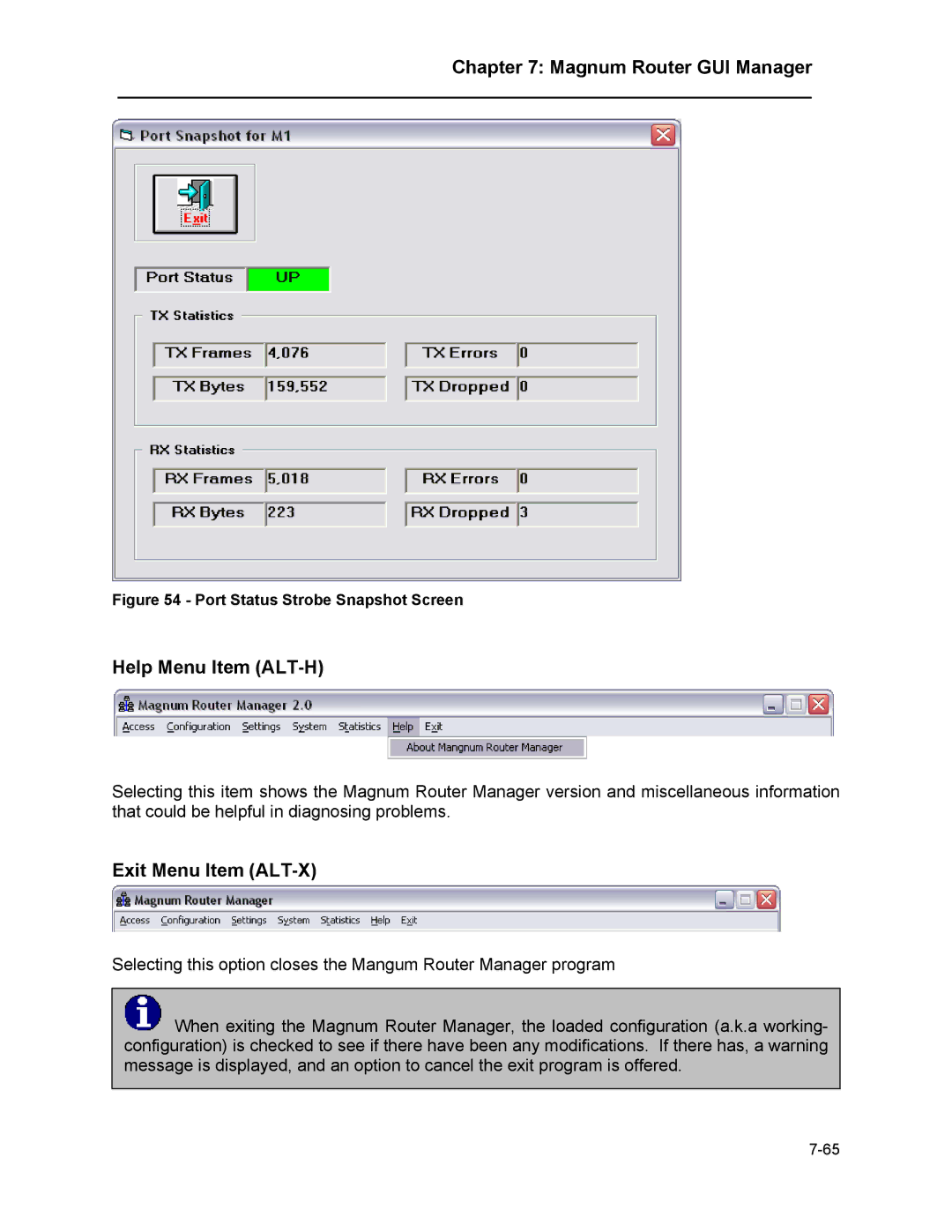 Marathon MAGNUM ROUTER manual Help Menu Item ALT-H, Exit Menu Item ALT-X 