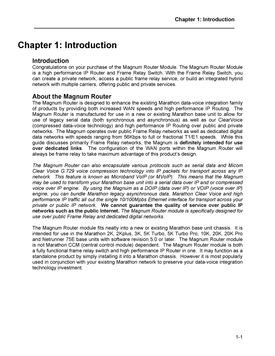 Marathon MAGNUM ROUTER manual Introduction, About the Magnum Router 