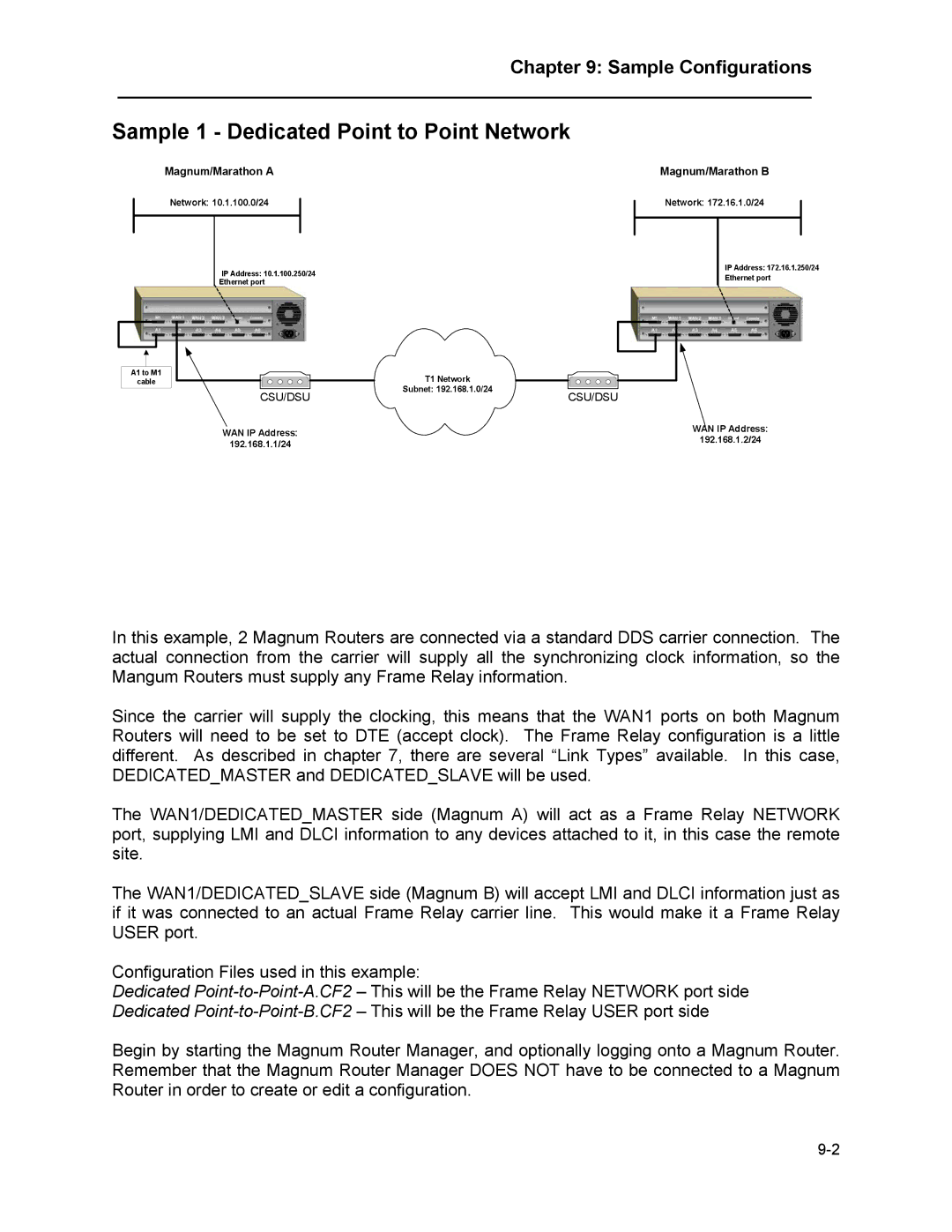 Marathon MAGNUM ROUTER manual Sample 1 Dedicated Point to Point Network, Csu/Dsu 