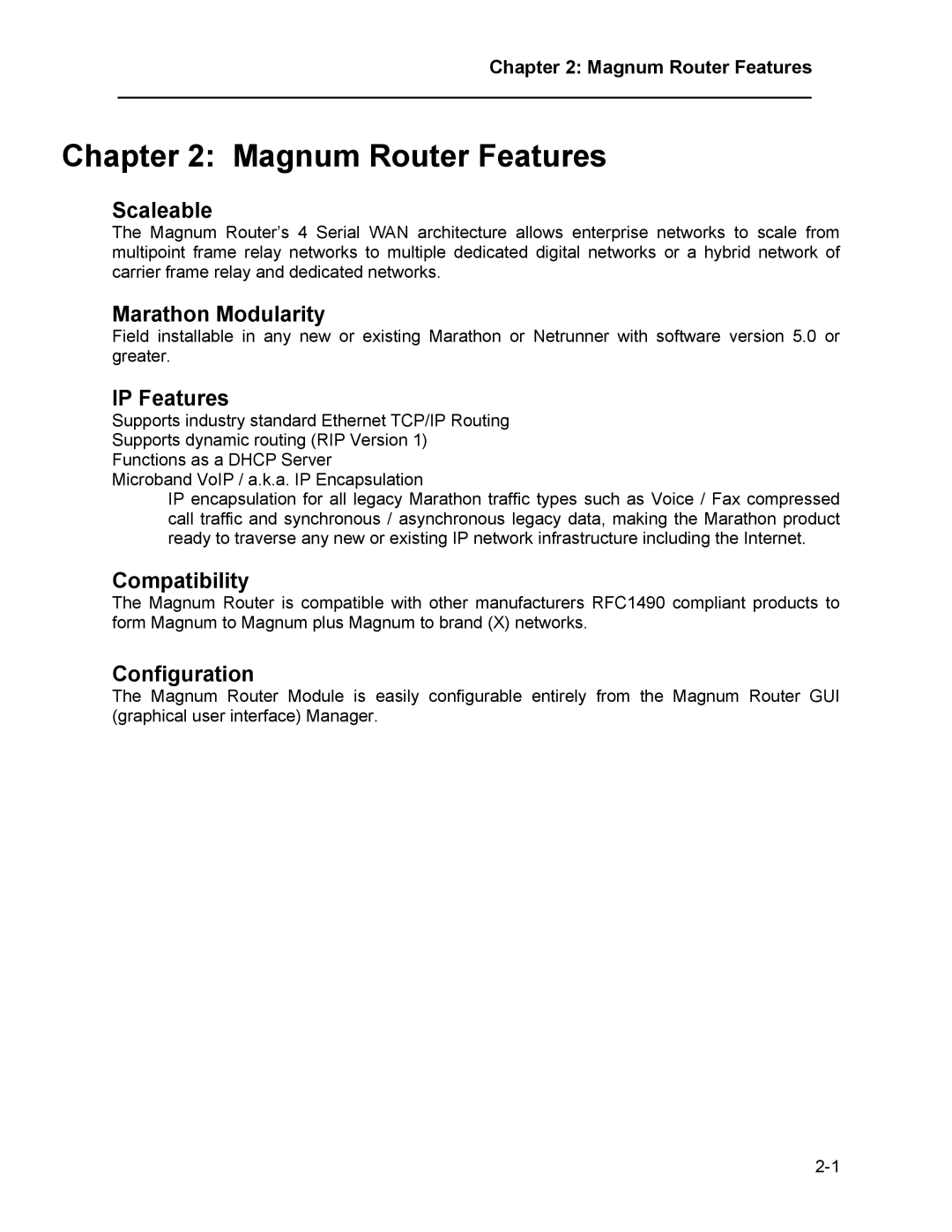 Marathon MAGNUM ROUTER manual Magnum Router Features 