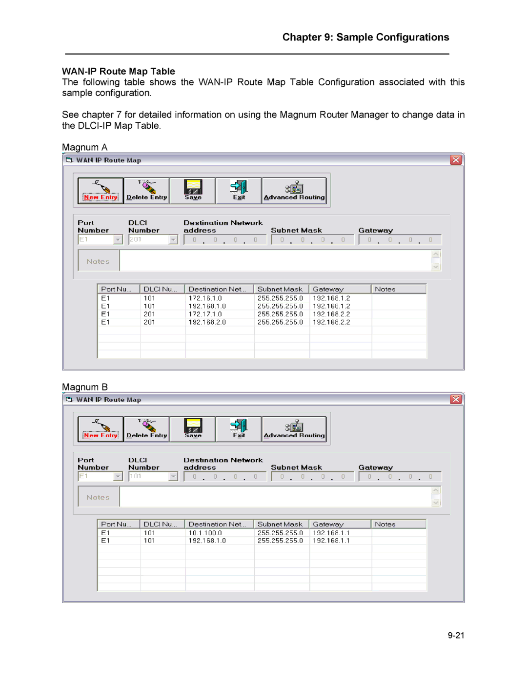 Marathon MAGNUM ROUTER manual WAN-IP Route Map Table 