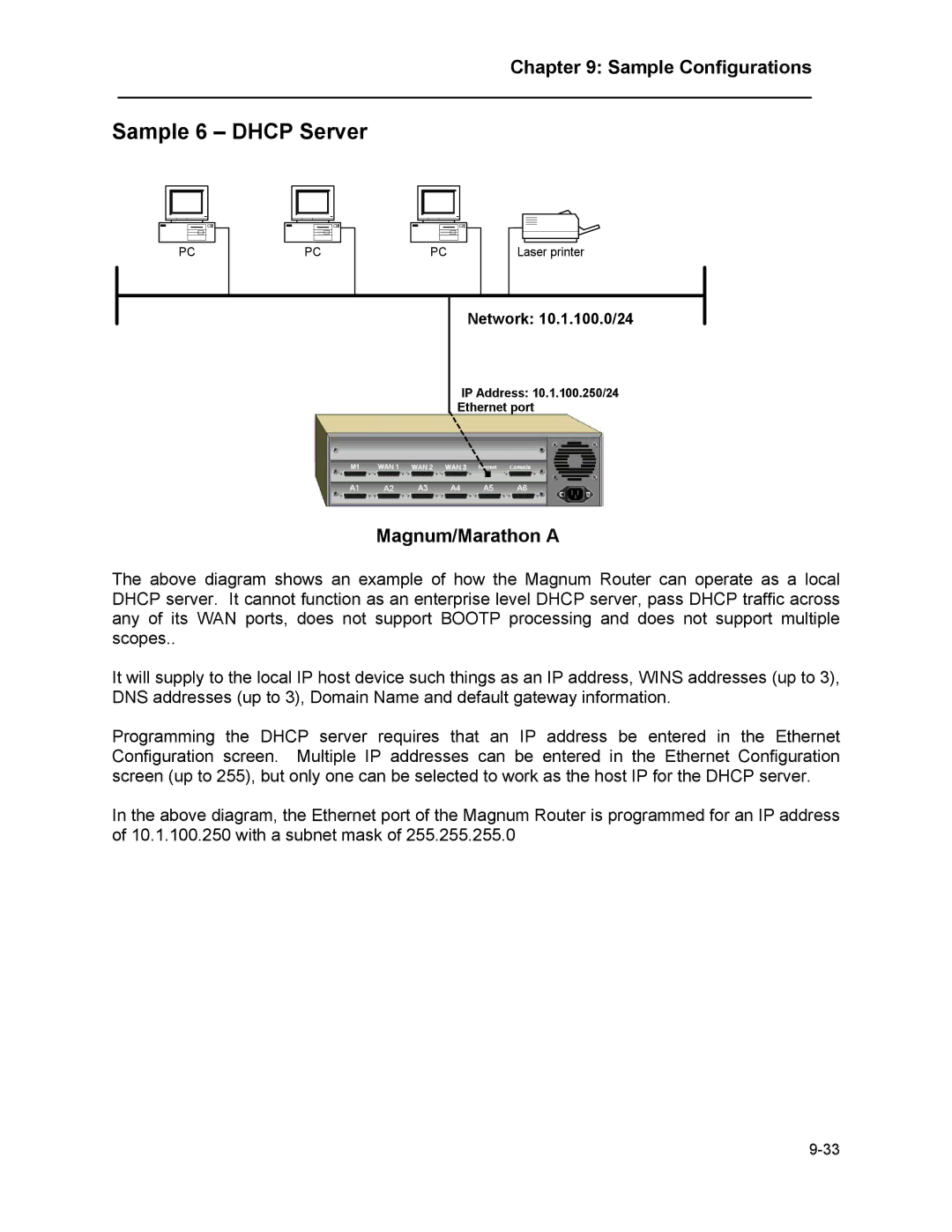 Marathon MAGNUM ROUTER manual Sample 6 Dhcp Server, Magnum/Marathon a 