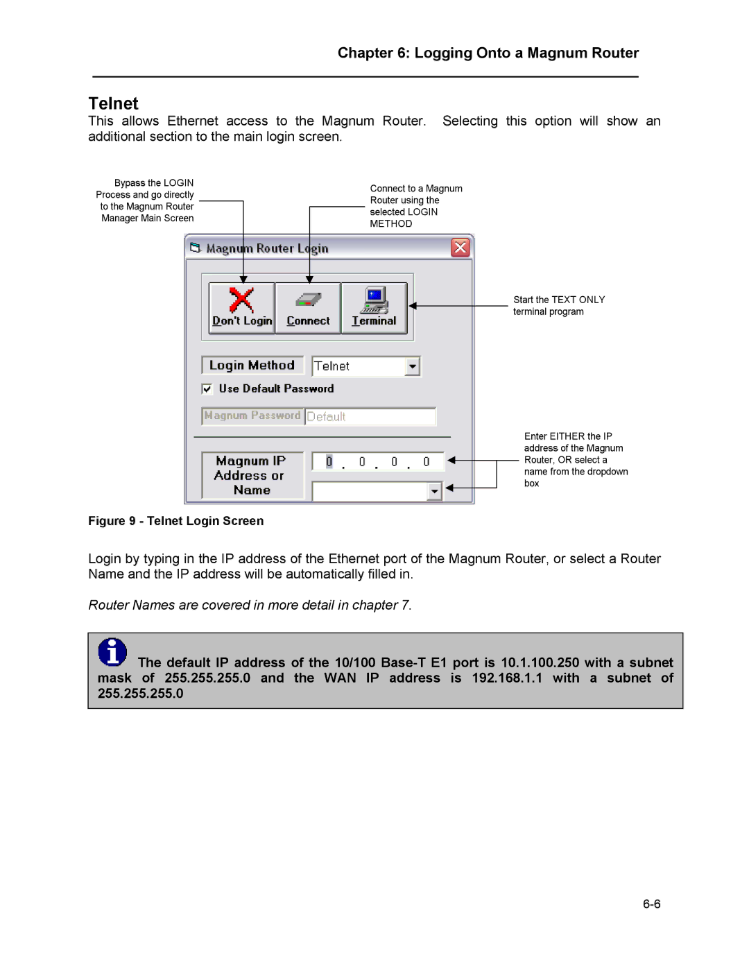 Marathon MAGNUM ROUTER manual Telnet Login Screen 