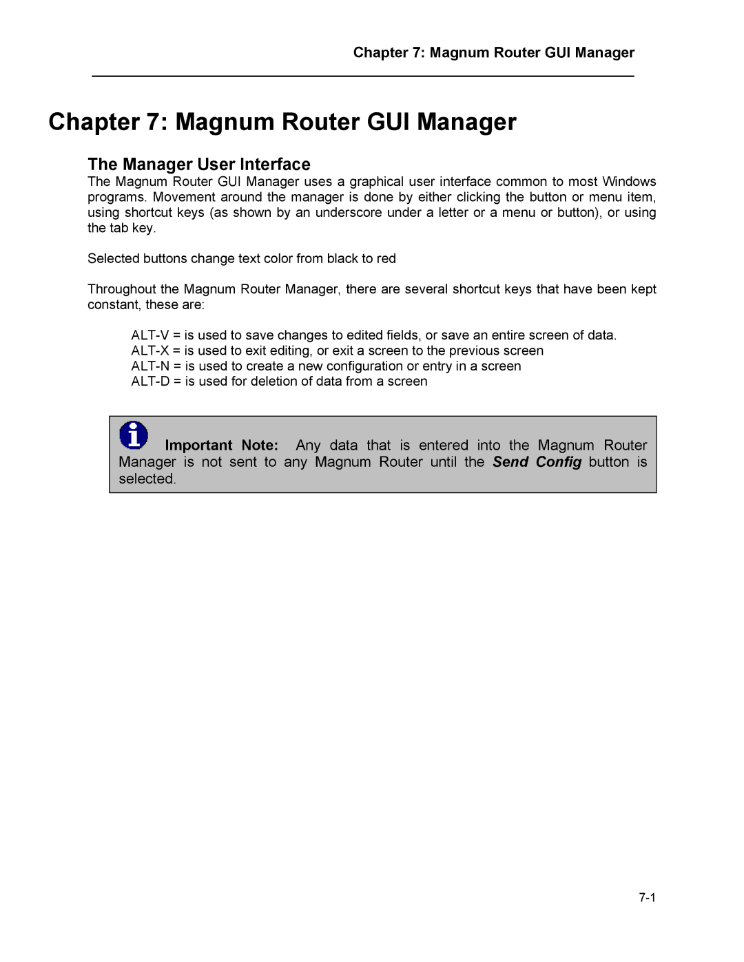 Marathon MAGNUM ROUTER manual Magnum Router GUI Manager, Manager User Interface 