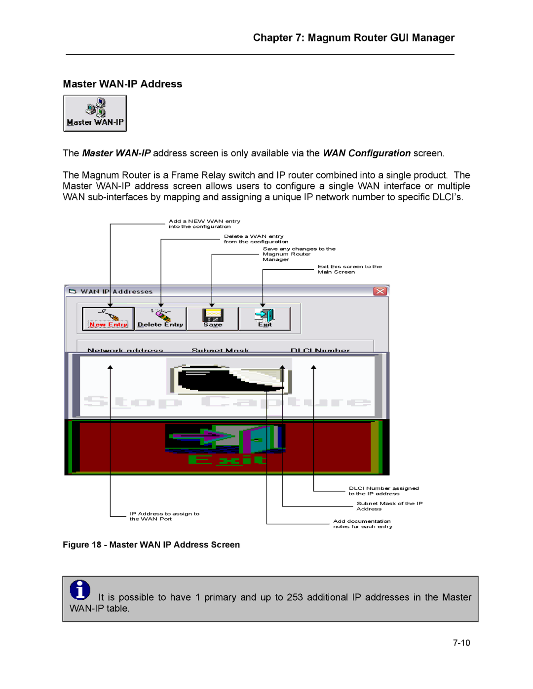 Marathon MAGNUM ROUTER manual Magnum Router GUI Manager Master WAN-IP Address, Master WAN IP Address Screen 