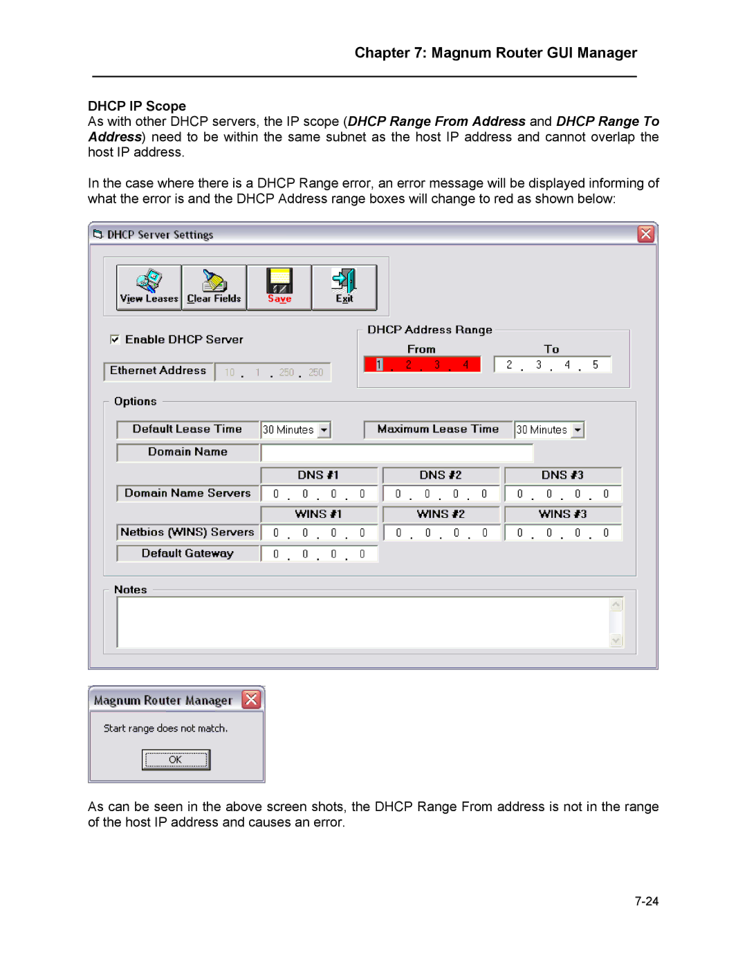 Marathon MAGNUM ROUTER manual Dhcp IP Scope 