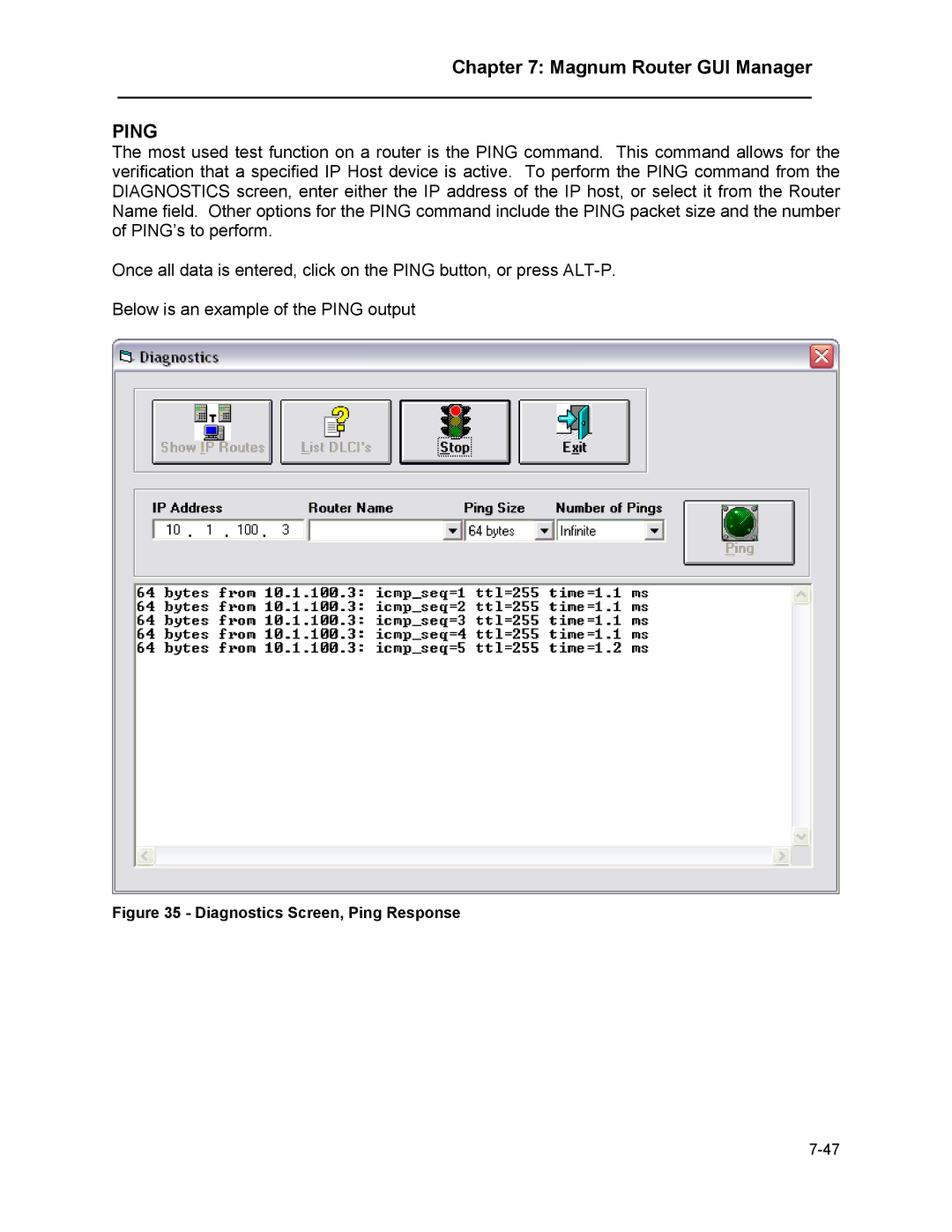 Marathon MAGNUM ROUTER manual Ping 