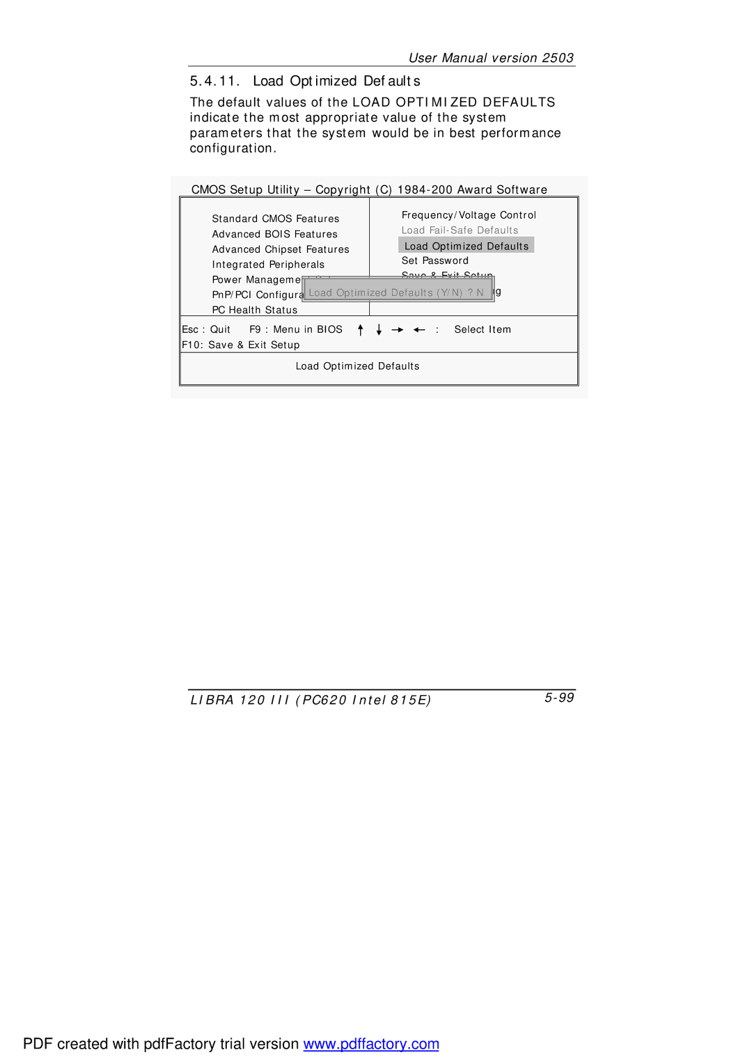 March Products 120 III (PC620) user manual Load Optimized Defaults, Cmos Setup Utility Copyright C 1984-200 Award Software 