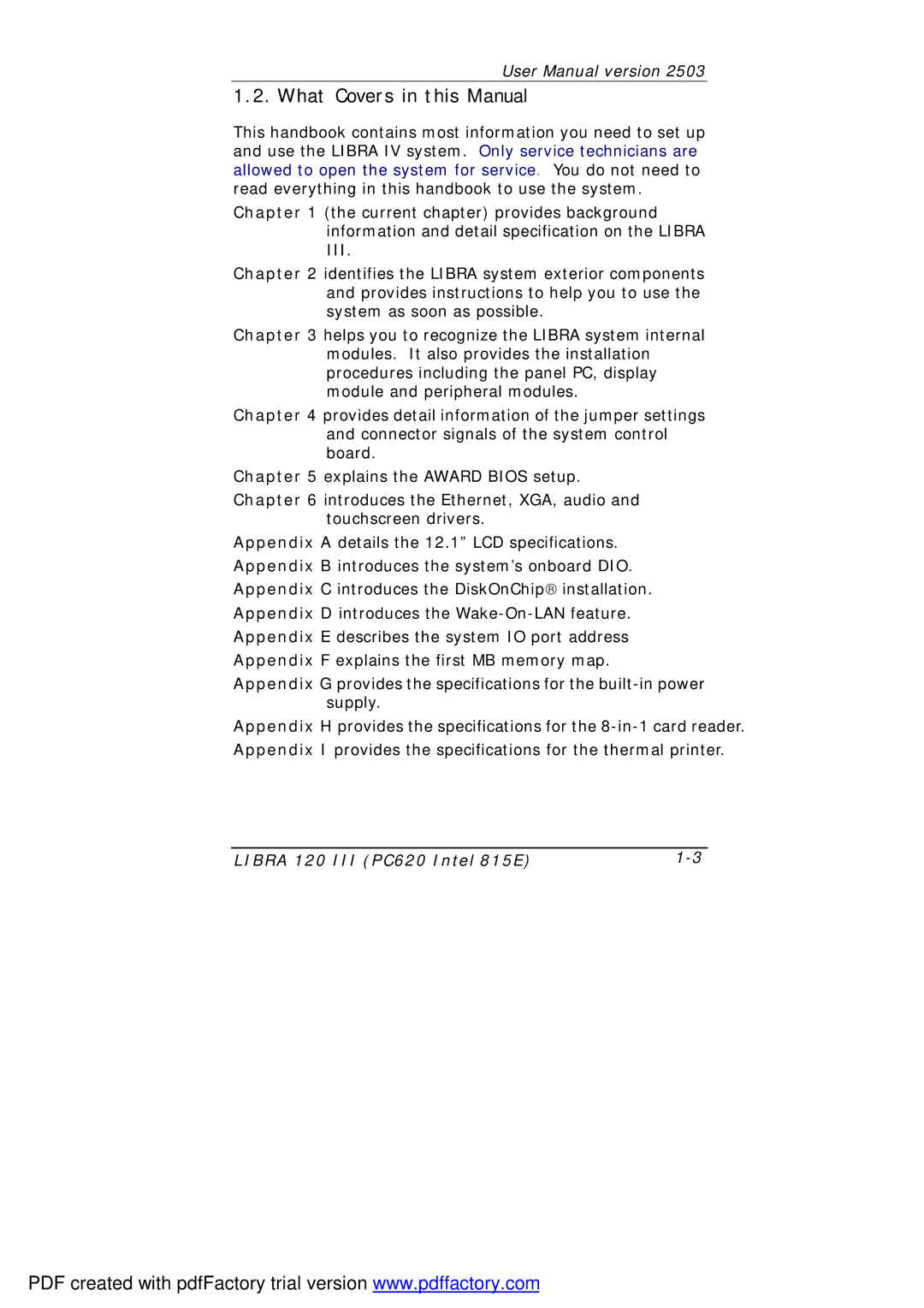 March Products 120 III (PC620) user manual What Covers in this Manual 