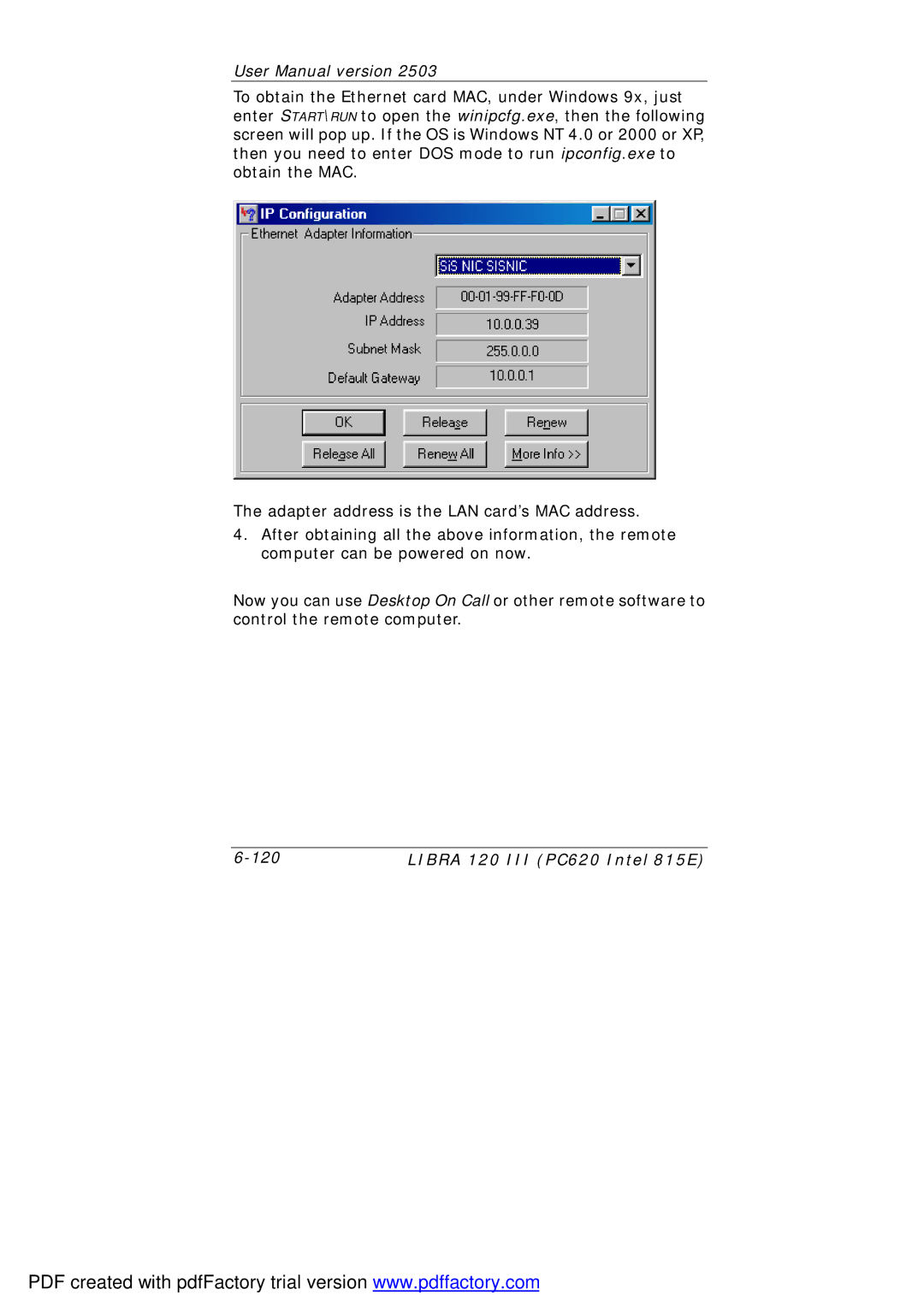 March Products 120 III (PC620) user manual 