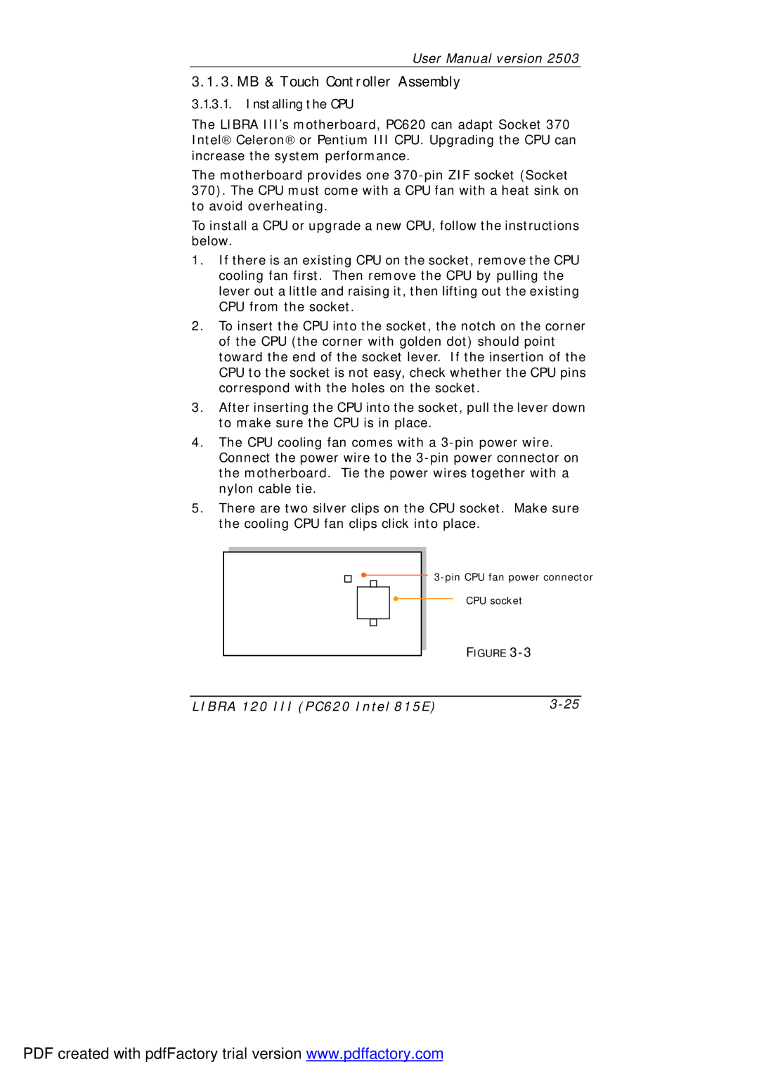 March Products 120 III (PC620) user manual 3.MB & Touch Controller Assembly 