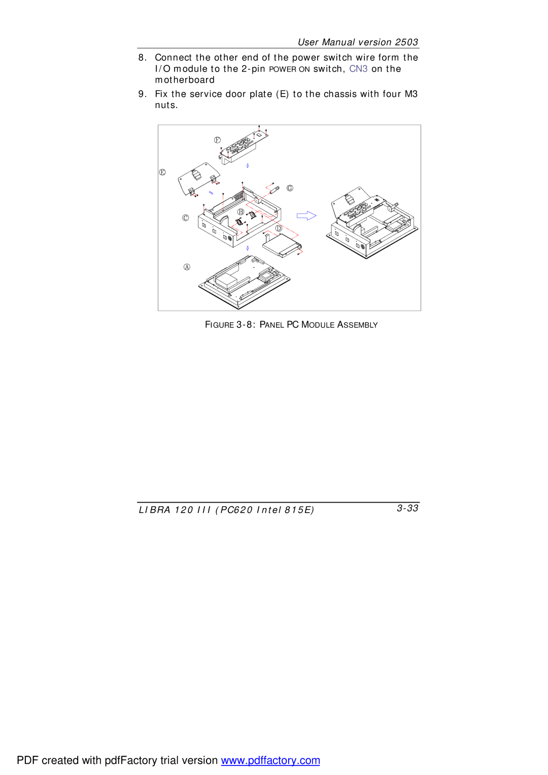 March Products 120 III (PC620) user manual Panel PC Module Assembly 