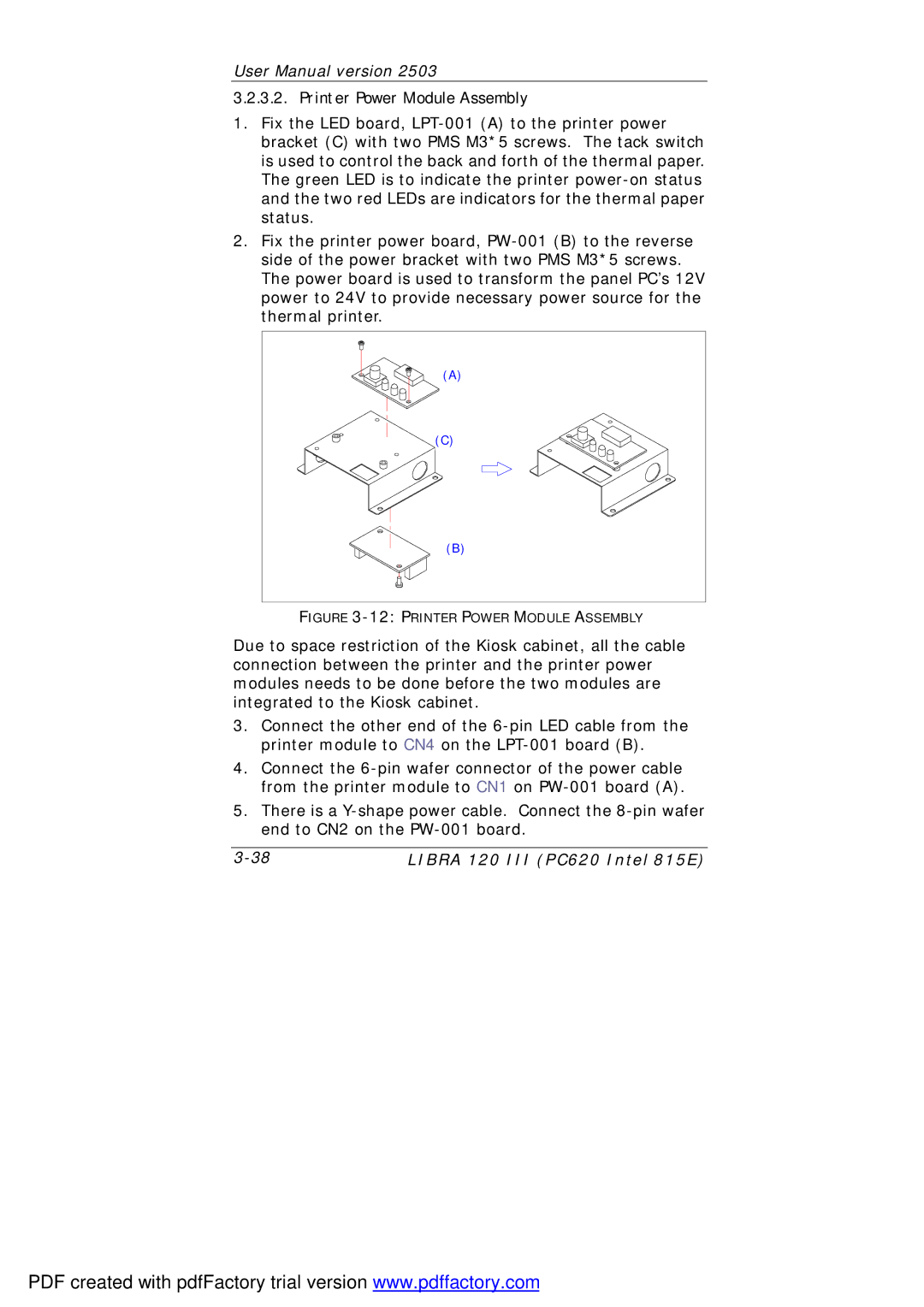 March Products 120 III (PC620) user manual Printer Power Module Assembly 