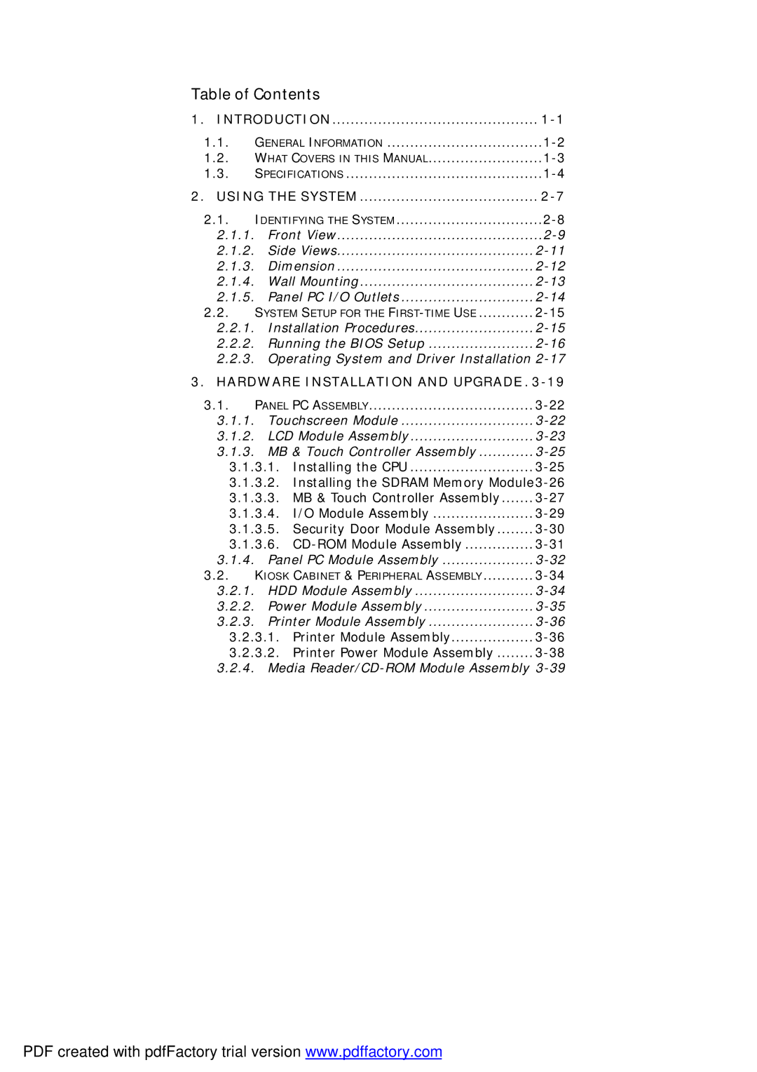 March Products 120 III (PC620) user manual Table of Contents 