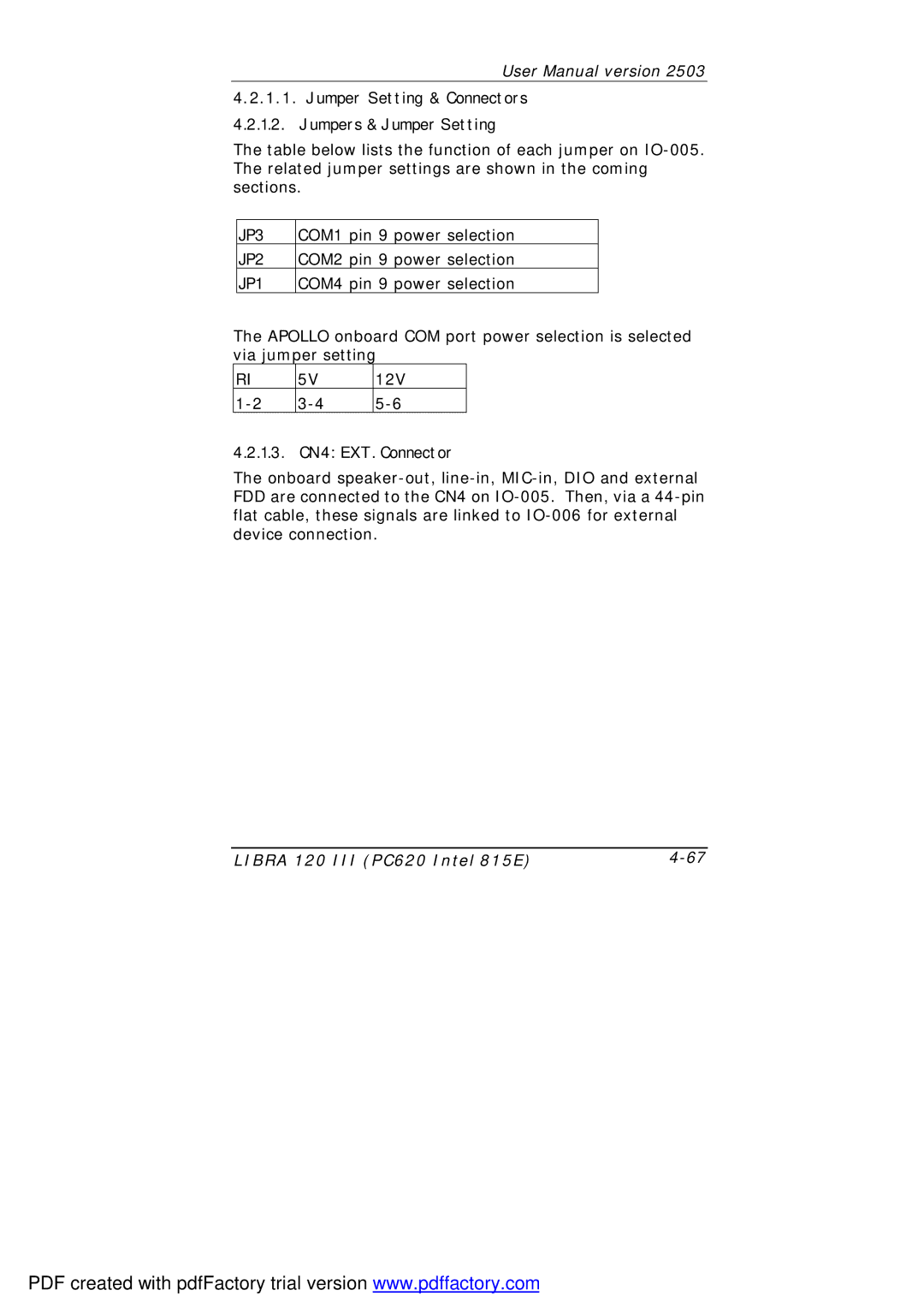 March Products 120 III (PC620) user manual Jumper Setting & Connectors 