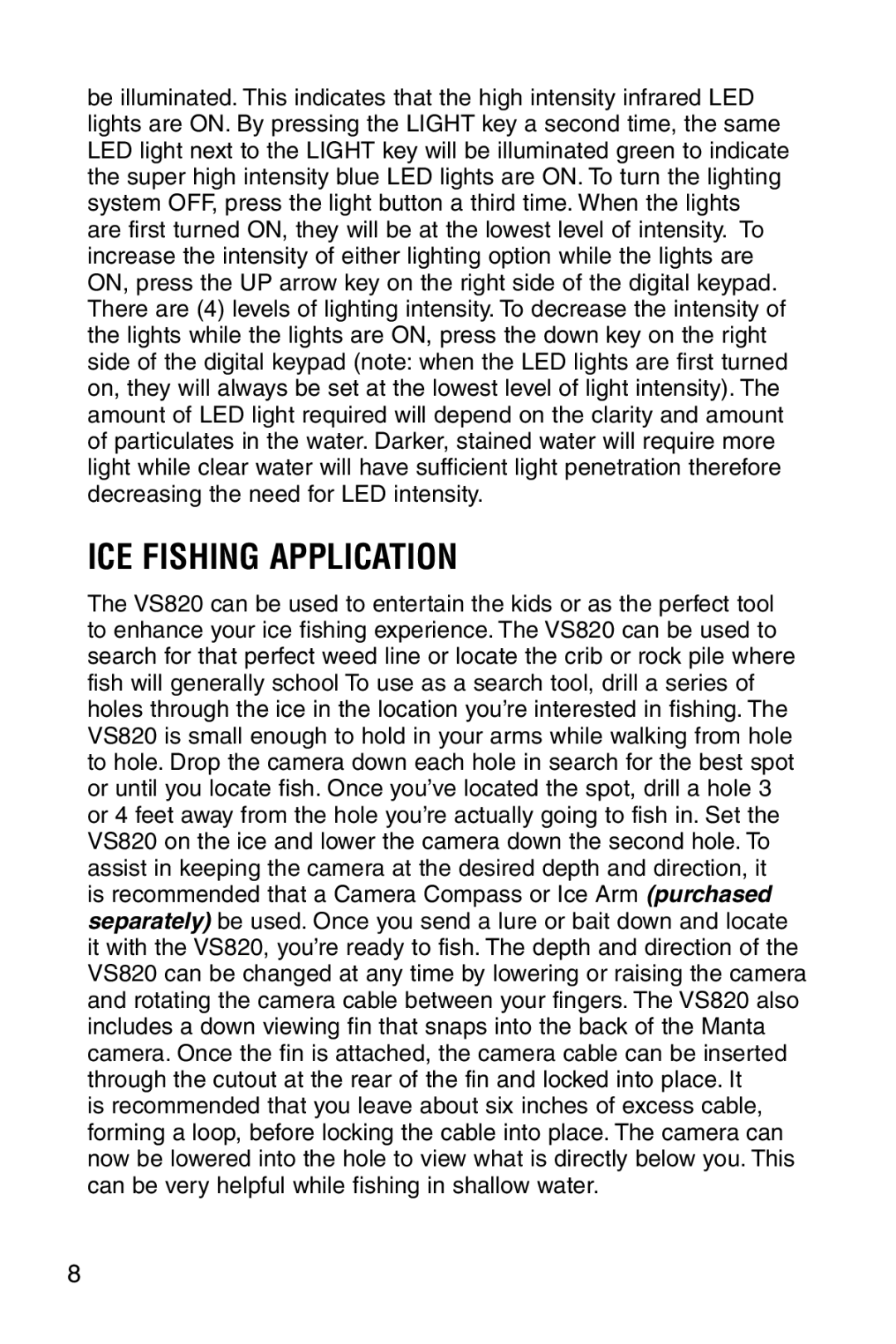 Marcum Technologies VS820 manual ICE Fishing Application 