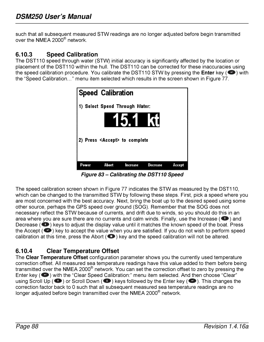 Maretron DSM250-01 user manual Calibrating the DST110 Speed 