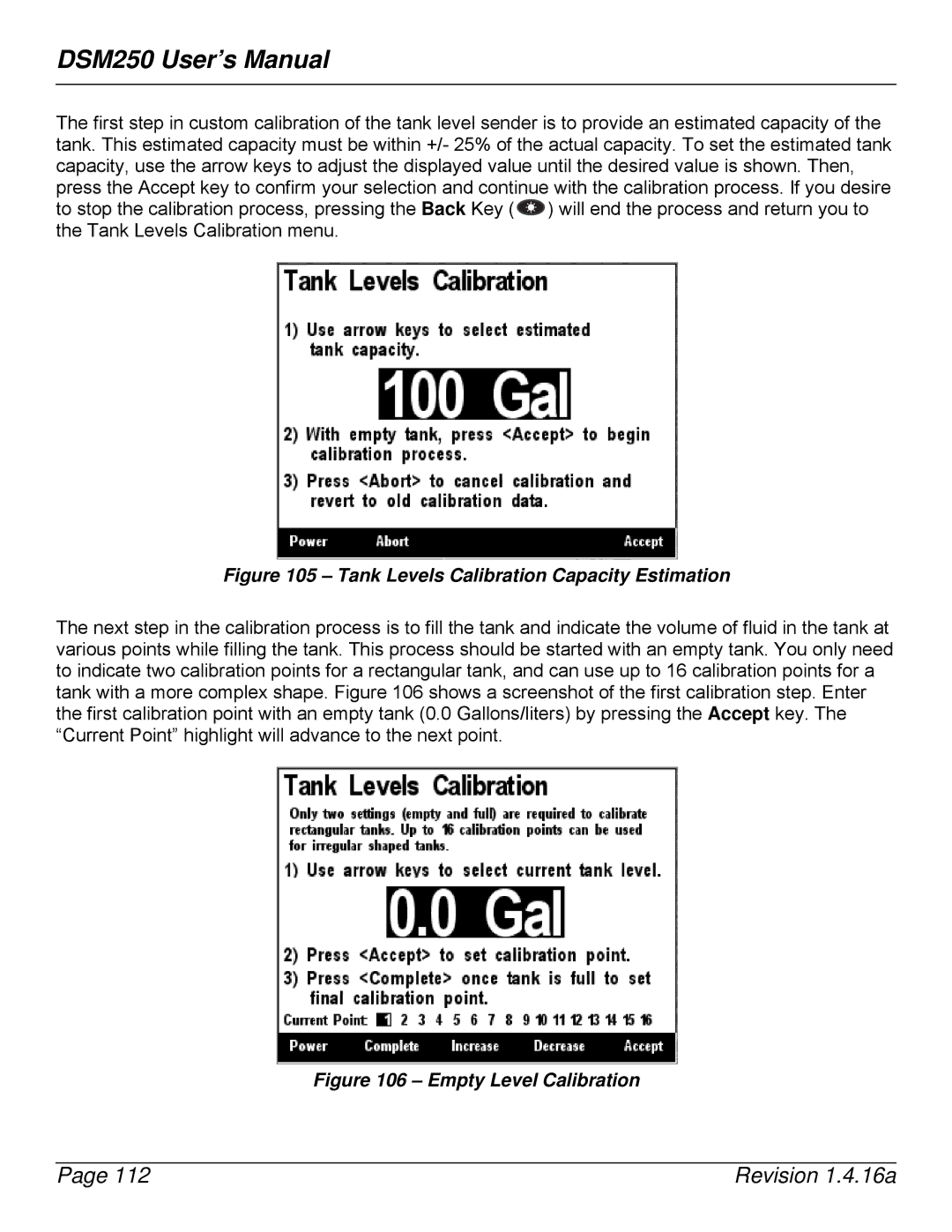 Maretron DSM250-01 user manual Tank Levels Calibration Capacity Estimation 